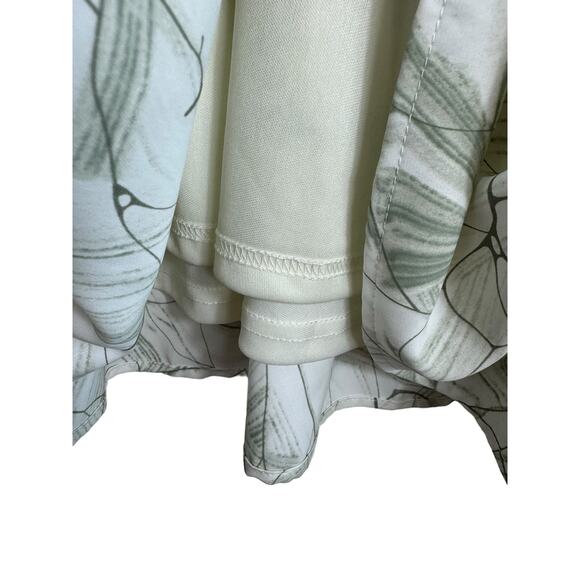 Entro NWT Sage Green Cream 3/4 Balloon Sleeve Tiered Ruffled Above Knee Dress S - Picture 6 of 9